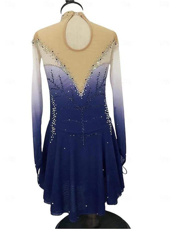 Figure Skating Dress Wear Women's Girls' Long Sleeve Ice Skating Dress - Image 6