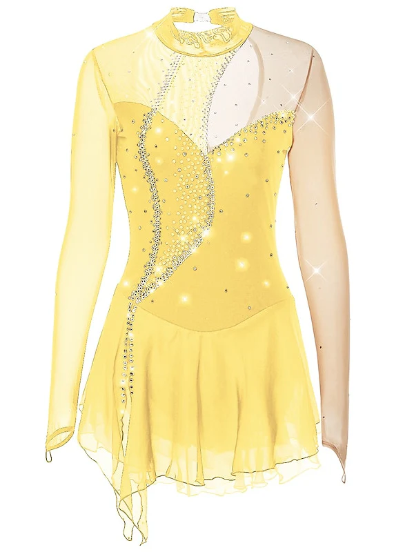 Figure Skating Dress Women's Girls' Dancewear Mesh Spandex Crystal/Rhinestone Skating Dress - Image 4