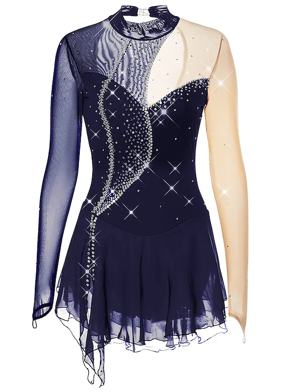 Figure Skating Dress Women's Girls' Dancewear Mesh Spandex Crystal/Rhinestone Skating Dress - Image 6
