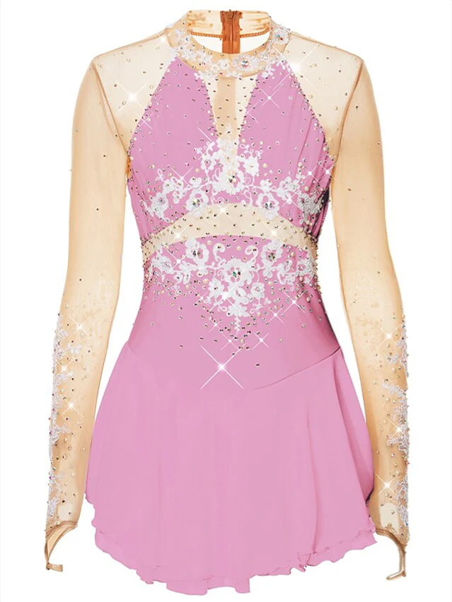 Figure Skating Dress Women's Girls' Dancewear Spandex High Elasticity Embossed Fashion Ice Skating Dress - Image 10