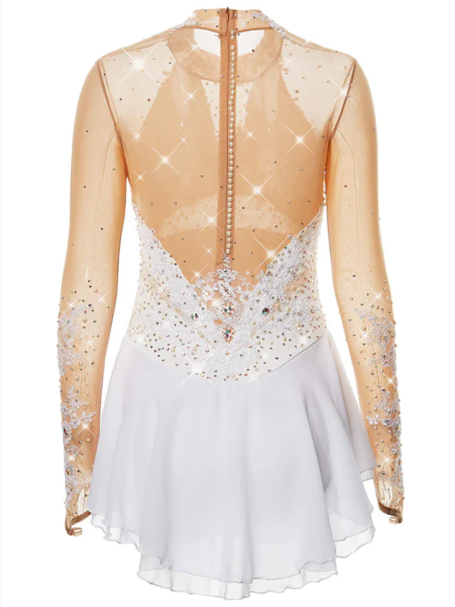 Figure Skating Dress Women's Girls' Dancewear Spandex High Elasticity Embossed Fashion Ice Skating Dress - Image 2