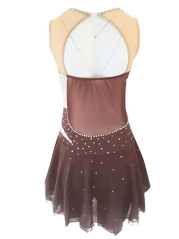 Figure Skating Dress Women's Girls' Dancewear Spandex Micro-elastic Classic Crystal/Rhinestone Sleeveless Ice Skating Dress - Image 10