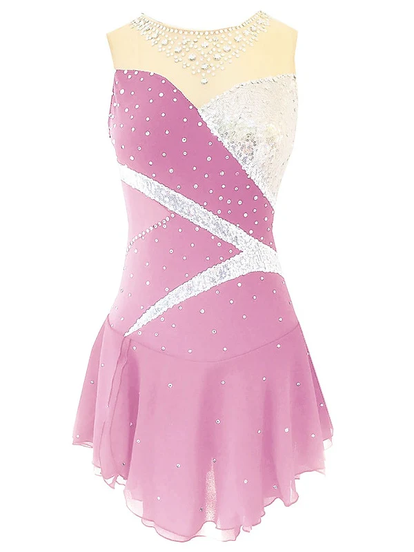 Figure Skating Dress Women's Girls' Dancewear Spandex Micro-elastic Classic Crystal/Rhinestone Sleeveless Ice Skating Dress - Image 11
