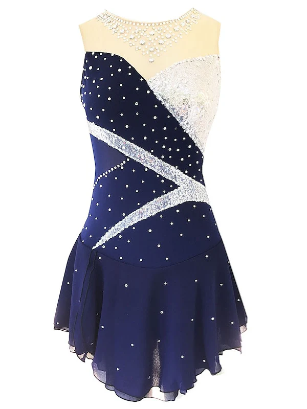 Figure Skating Dress Women's Girls' Dancewear Spandex Micro-elastic Classic Crystal/Rhinestone Sleeveless Ice Skating Dress - Image 16