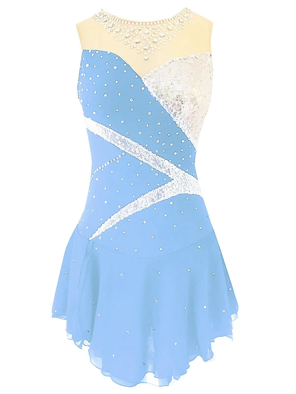 Figure Skating Dress Women's Girls' Dancewear Spandex Micro-elastic Classic Crystal/Rhinestone Sleeveless Ice Skating Dress - Image 5
