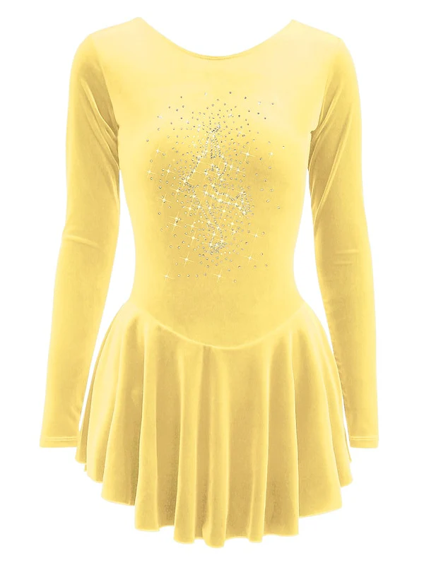 Figure Skating Dress Women's Girls' Dancewear Velvet Long Sleeve Ice Skating Dress - Image 4
