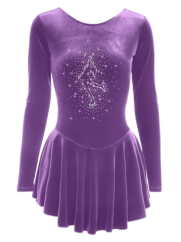 Figure Skating Dress Women's Girls' Dancewear Velvet Long Sleeve Ice Skating Dress - Image 6