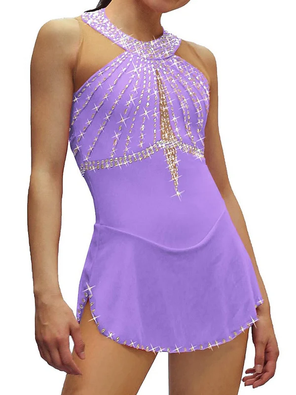 Figure Skating Dress Women's Girls' Halter Ice Skating Dress - Image 5
