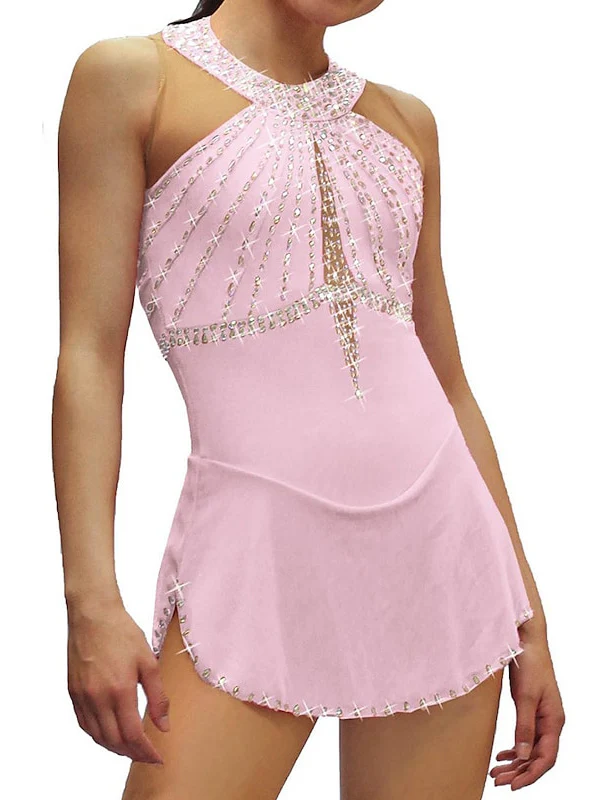 Figure Skating Dress Women's Girls' Halter Ice Skating Dress - Image 6