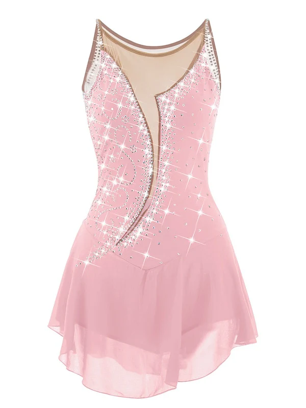 Figure Skating Dress Women's Girls' Ice Asymmetric Hem High Elasticity Dancewear Skating Dress - Image 7