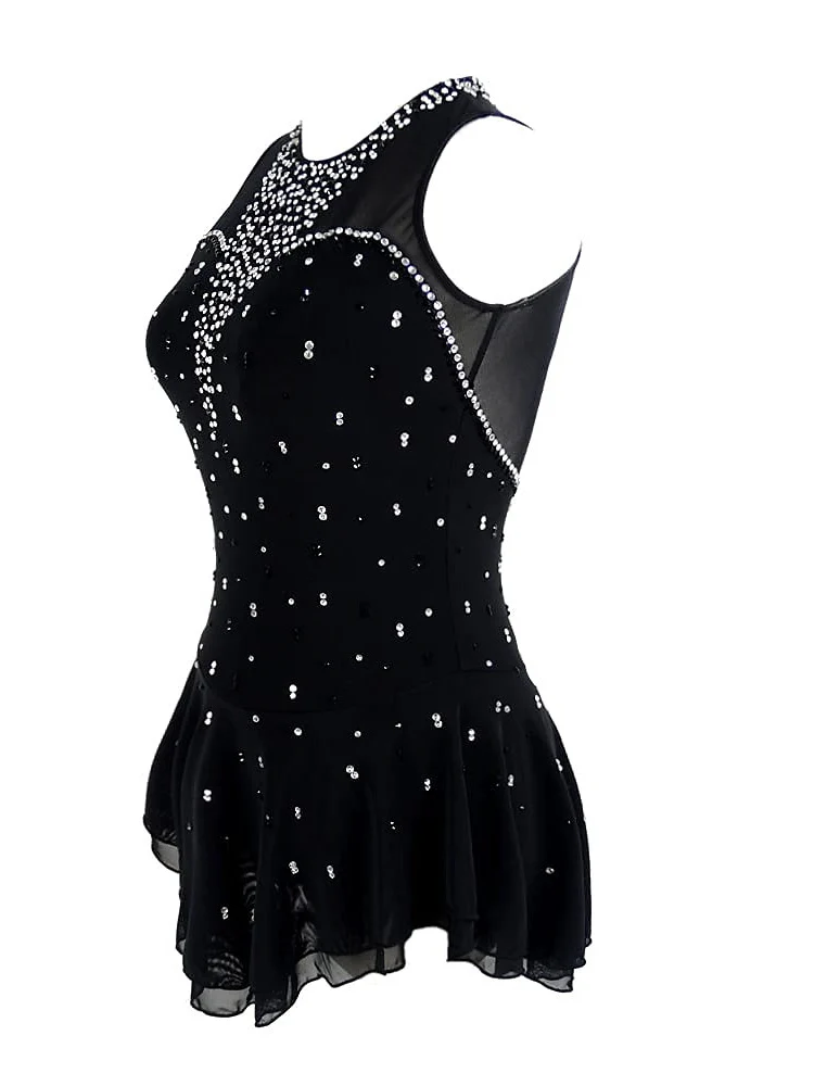 Figure Skating Dress Women's Girls' Ice Dancewear Crystal/Rhinestone Sleeveless Ice Skating Dress - Image 2