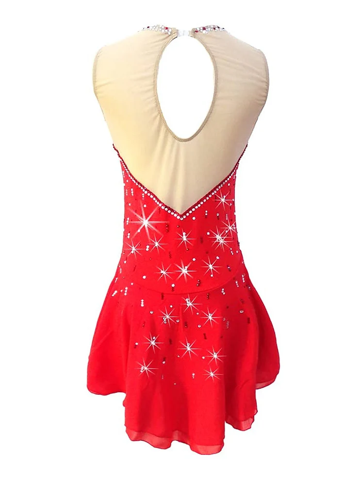 Figure Skating Dress Women's Girls' Ice Dancewear Crystal/Rhinestone Sleeveless Ice Skating Dress - Image 4