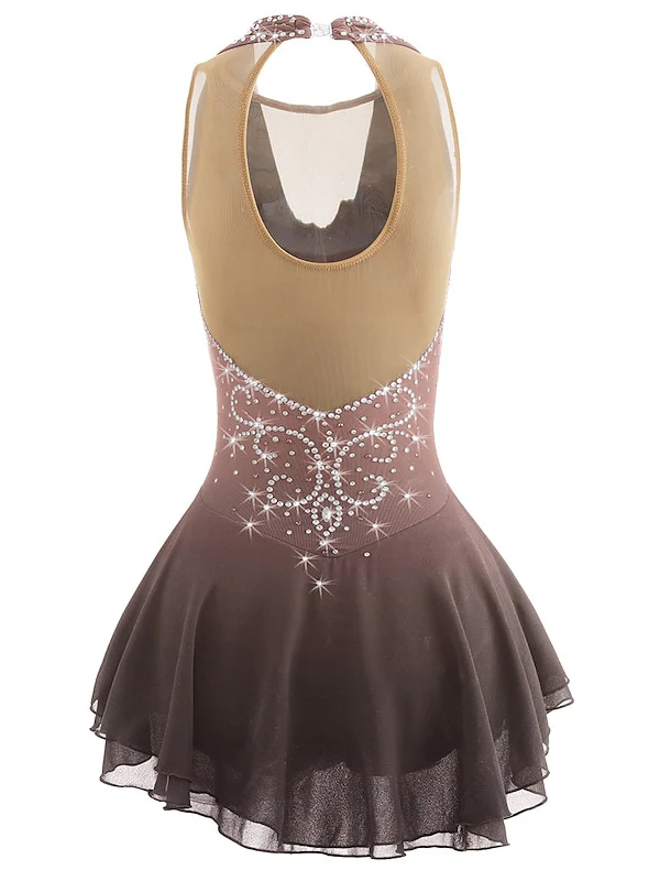 Figure Skating Dress Women's Girls' Ice Dancewear Patchwork Mesh Spandex Elastane High Elasticity Skating Dress - Image 2