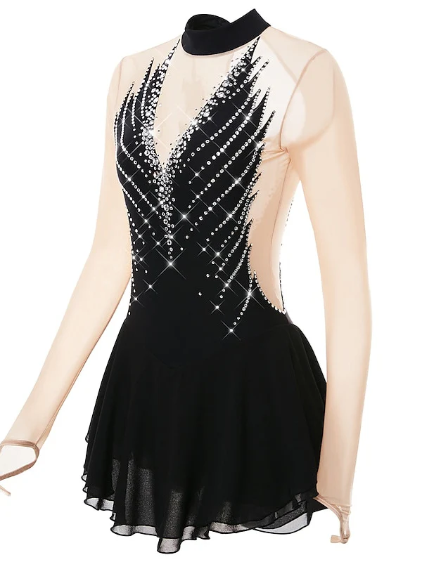 Figure Skating Dress Women's Girls' Ice High Elasticity Crystal/Rhinestone Dancewear Skating Dress - Image 3