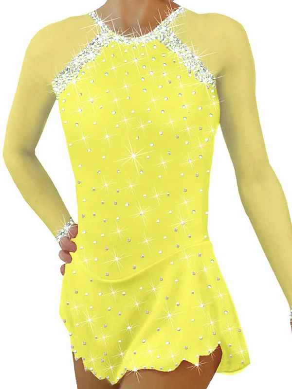 Figure Skating Dress Women's Girls' Ice Mesh Spandex Crystal/Rhinestone Dancewear Skating Dress - Image 6