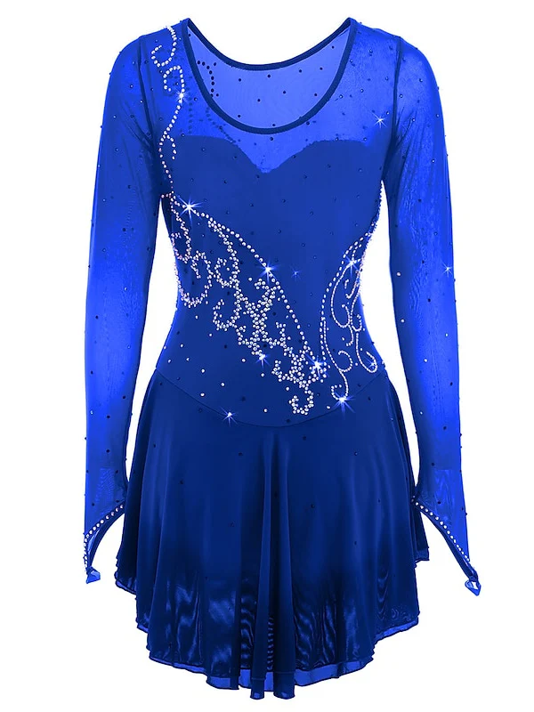 Figure Skating Dress Women's Girls' Rhinestone Halo Dyeing Mesh Spandex High Elasticity Ice Skating Dress - Image 7