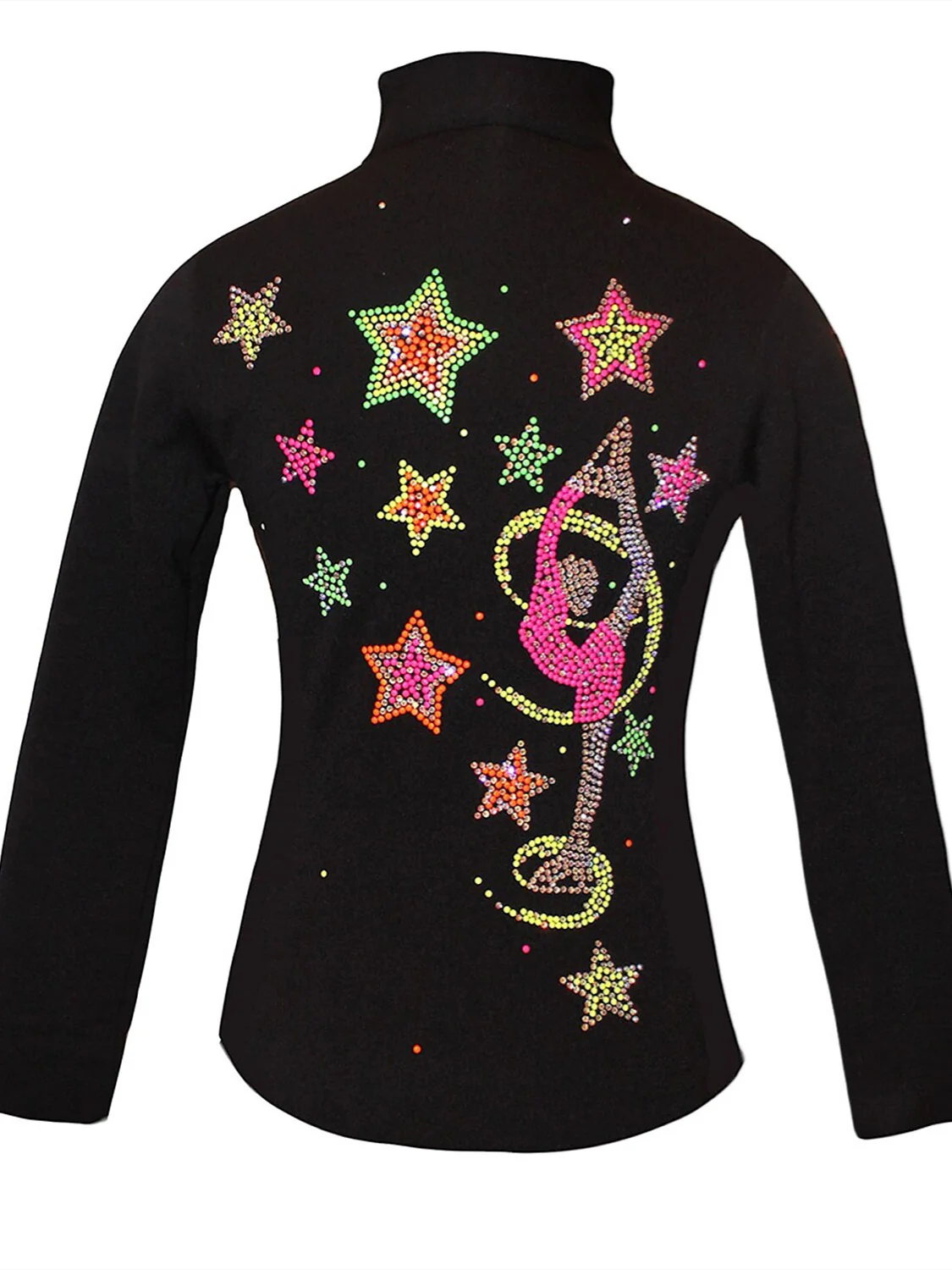 Figure Skating Fleece Jacket Women's Girls' Ice Dancewear Stretchy Crystal/Rhinestone Long Sleeve Ice Skating Jacket