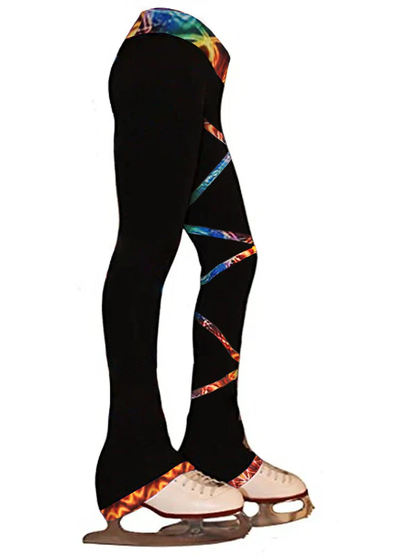 Figure Skating Pants Women's Girls' Dancewear Fleece Spandex High Elasticity Patchwork Ice Skating Leggings - Image 2