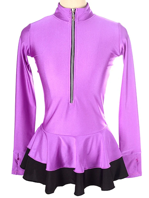 Figure Skating Top Women's Girls' Ice Dancewear Skating Dress Thumbhole Spandex Ice Skating Dress - Image 4