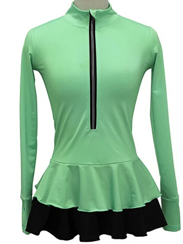 Figure Skating Top Women's Girls' Ice Dancewear Skating Dress Thumbhole Spandex Ice Skating Dress - Image 5