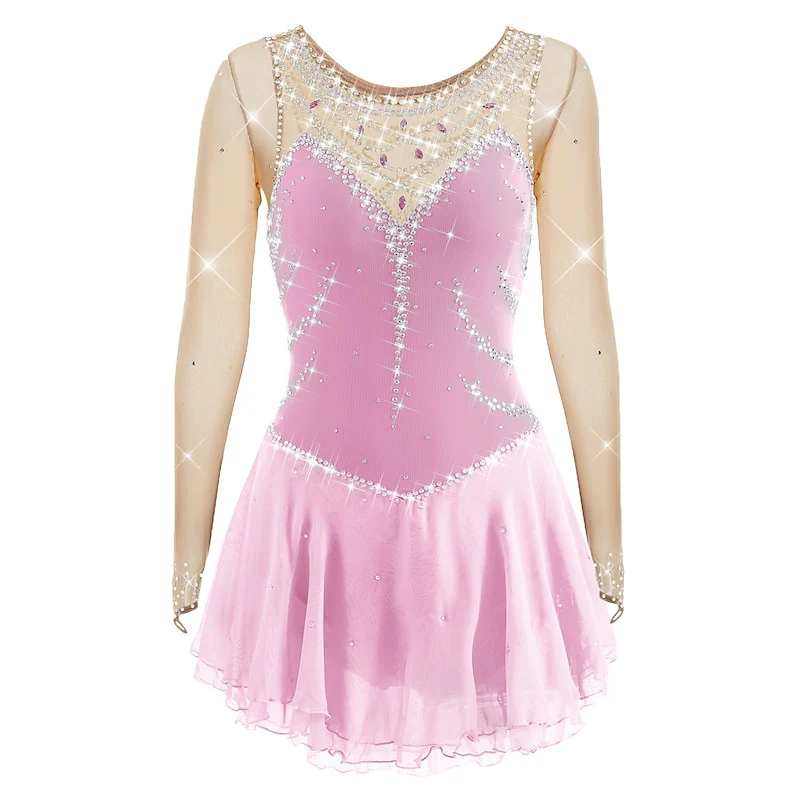 Figure Skating Women's Girls' Sleeveless Training Practice Sparkly Ice Skating Dress - Image 5