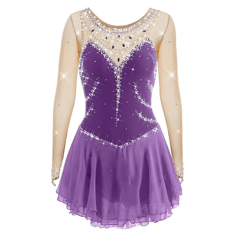 Figure Skating Women's Girls' Sleeveless Training Practice Sparkly Ice Skating Dress - Image 6