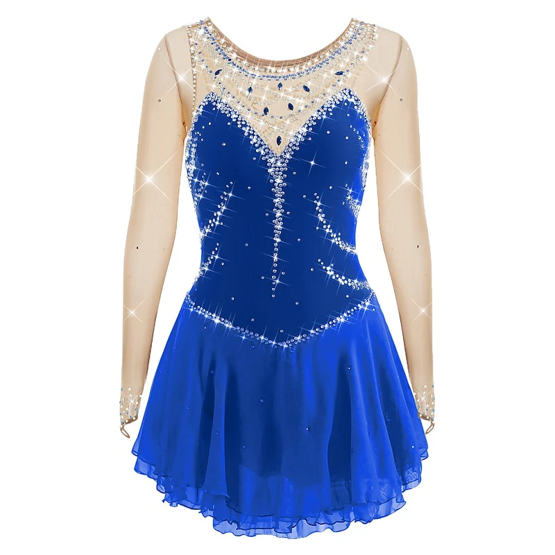 Figure Skating Women's Girls' Sleeveless Training Practice Sparkly Ice Skating Dress - Image 8