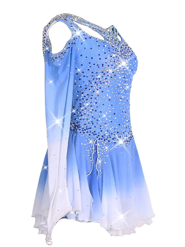 Figure Skating Women's Girls' Training Practice Asymmetric Hem Ice Skating Dress - Image 4