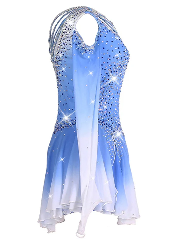 Figure Skating Women's Girls' Training Practice Asymmetric Hem Ice Skating Dress - Image 5