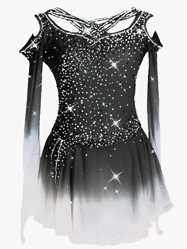 Figure Skating Women's Girls' Training Practice Asymmetric Hem Ice Skating Dress - Image 6