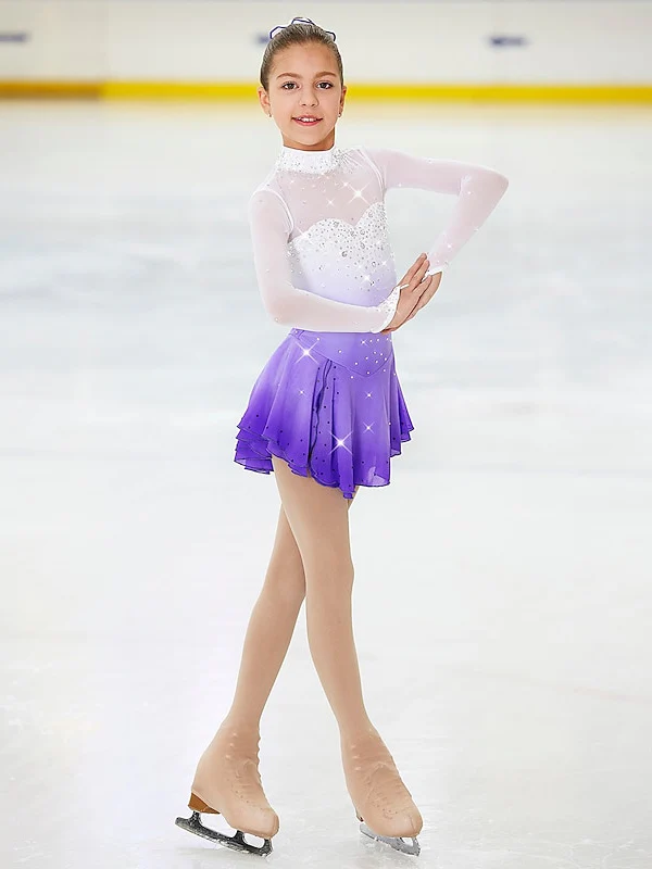 Figure Skating Women's Girls' Training Practice Long Sleeve Ice Skating Dress - Image 3