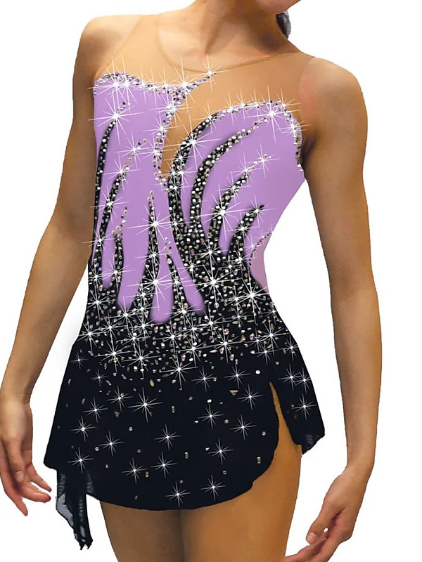 Figure Skating Women's Girls' Training Practice Sleeveless Ice Skating Dress - Image 13