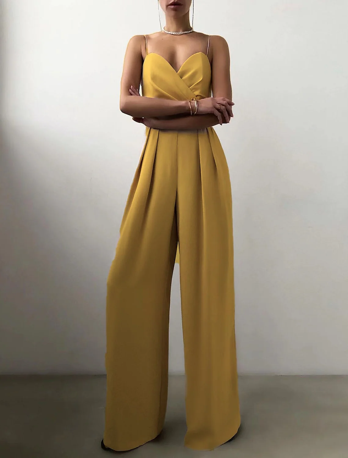 Floor-Length Spaghetti Straps Sleeveless Wedding Guest Party Jumpsuits - Image 3