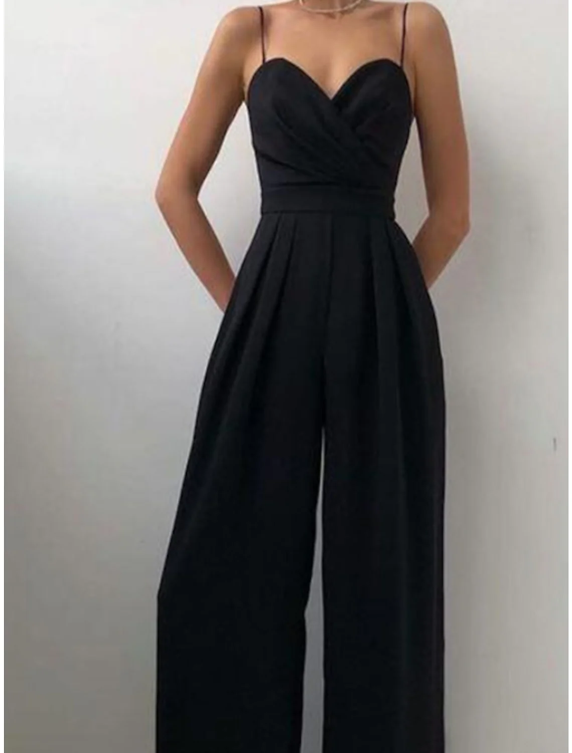 Floor-Length Spaghetti Straps Sleeveless Wedding Guest Party Jumpsuits - Image 4