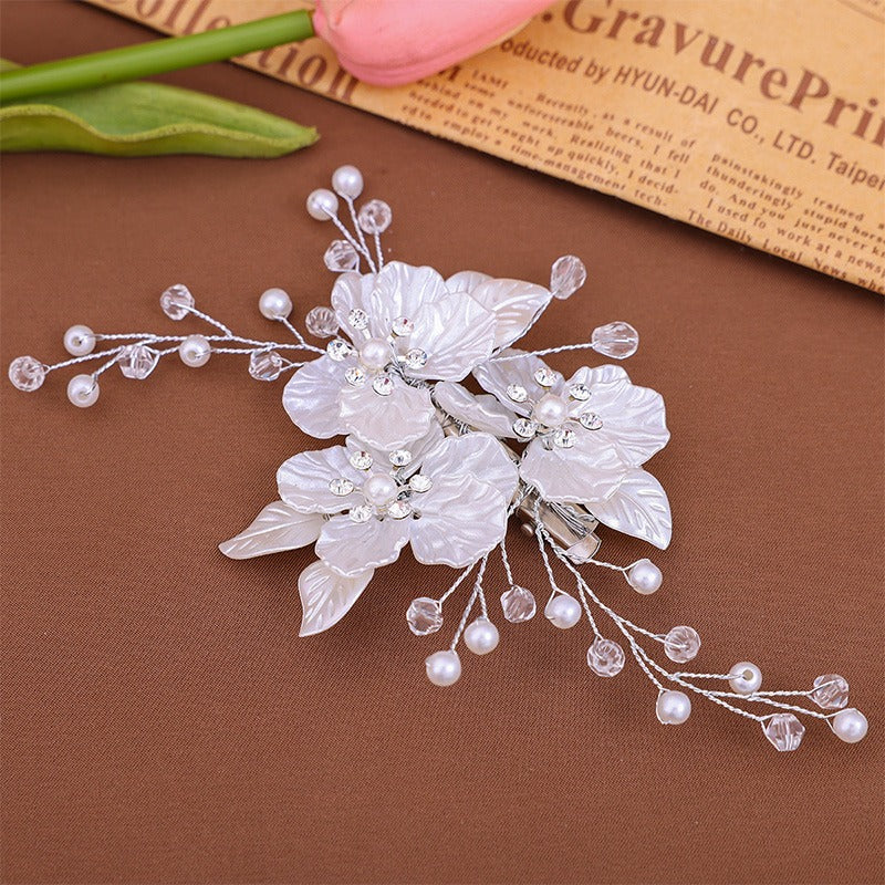 Flower Clip Bridal Headpiece with Pearls & Crystals - Image 5