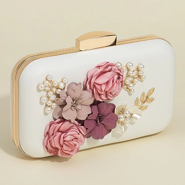 Flower Imitation Pearl Metal Clutch Bags - Image 2