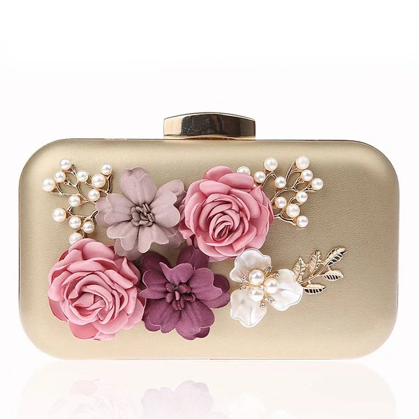 Flower Imitation Pearl Metal Clutch Bags - Image 5