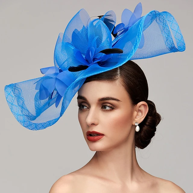 Flowers Feather Net Kentucky Derby Hat Fascinators Headpiece with Feather - Image 10