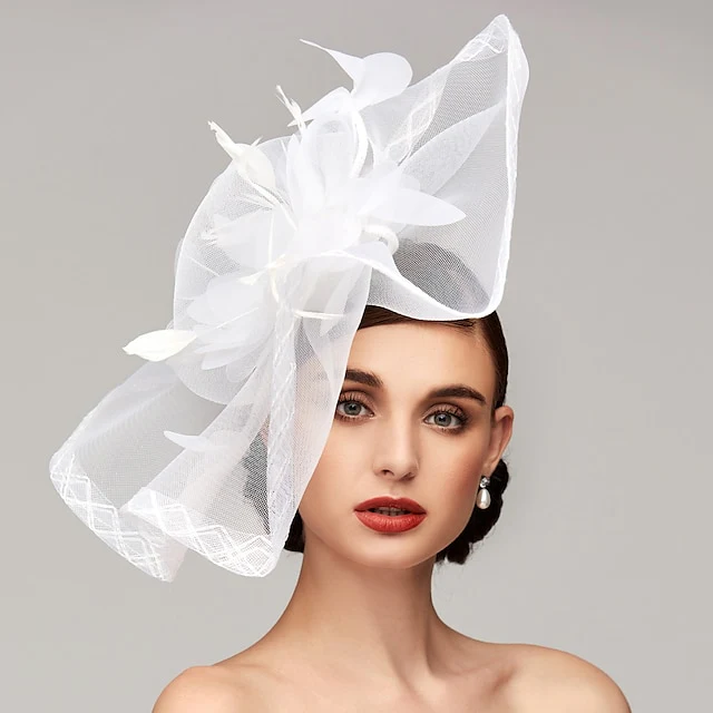 Flowers Feather Net Kentucky Derby Hat Fascinators Headpiece with Feather - Image 3
