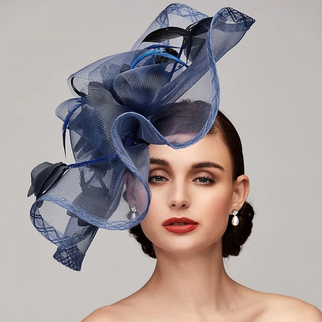 Flowers Feather Net Kentucky Derby Hat Fascinators Headpiece with Feather - Image 6
