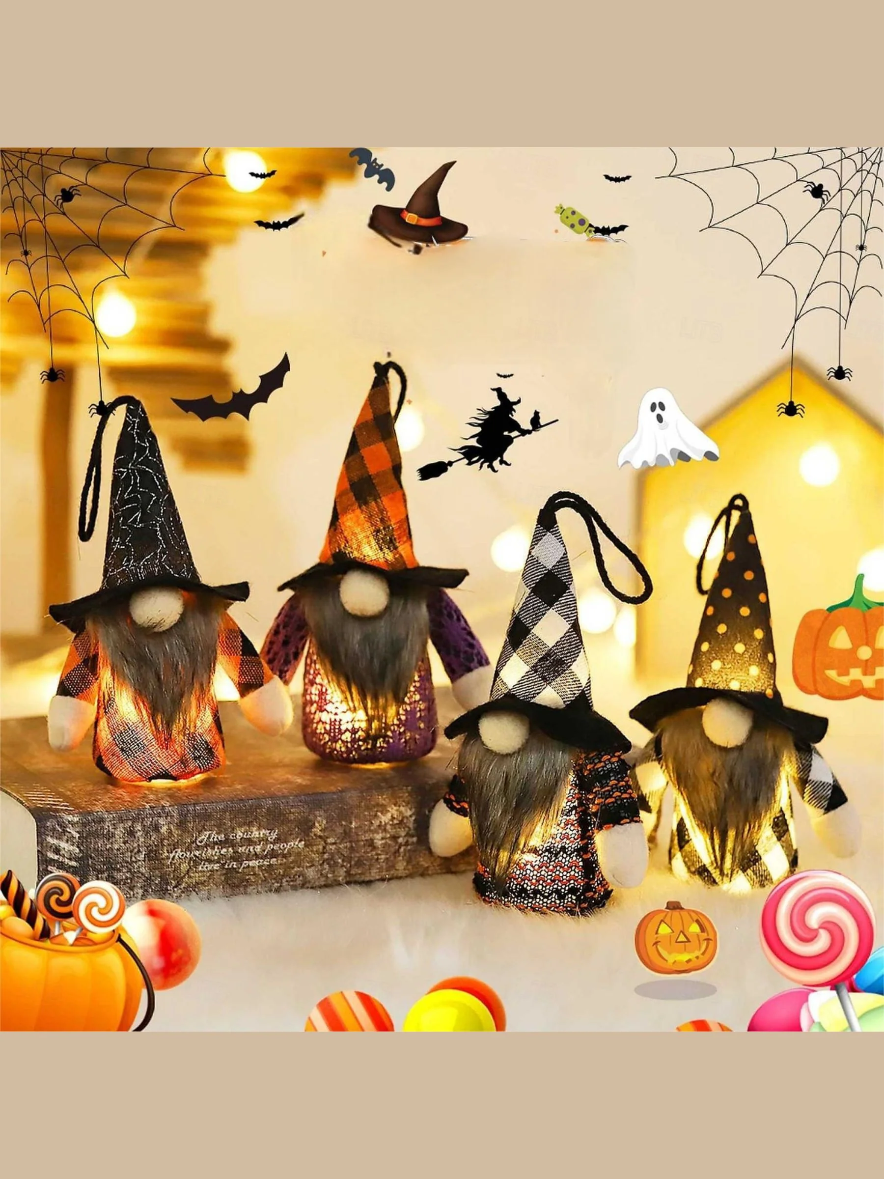 Forest Witch Pendant Hat Light Tabletop Decoration Cute Doll Halloween Props - Image 3