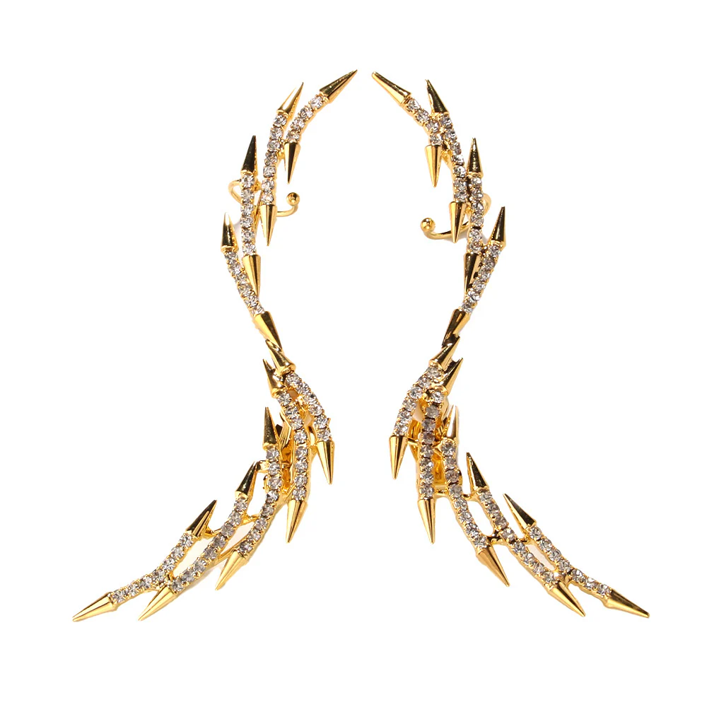 Geometric Minimalist Rhinestone Wing Earrings - Image 2