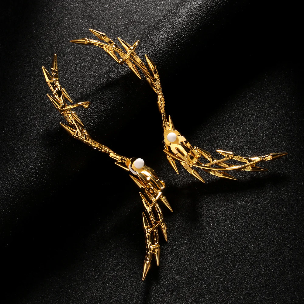 Geometric Minimalist Rhinestone Wing Earrings - Image 3