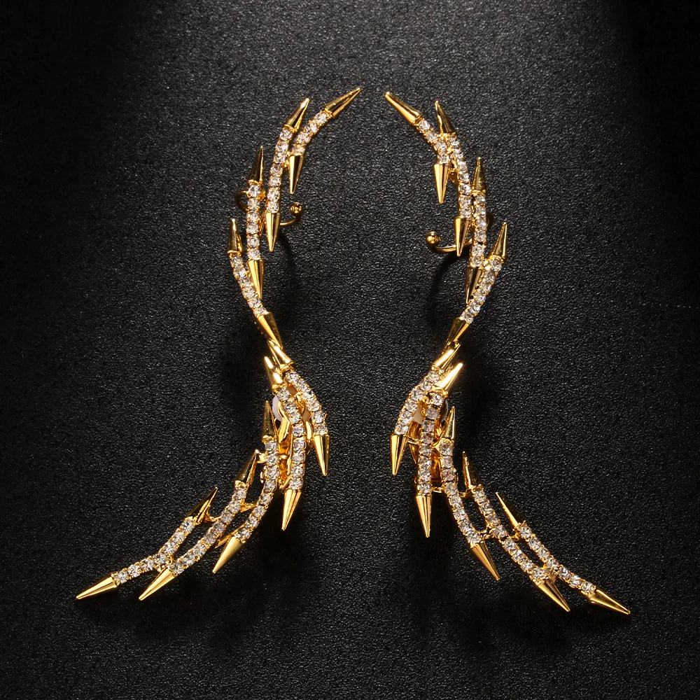 Geometric Minimalist Rhinestone Wing Earrings - Image 4