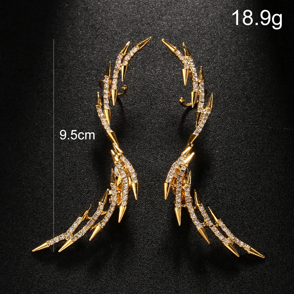Geometric Minimalist Rhinestone Wing Earrings - Image 6