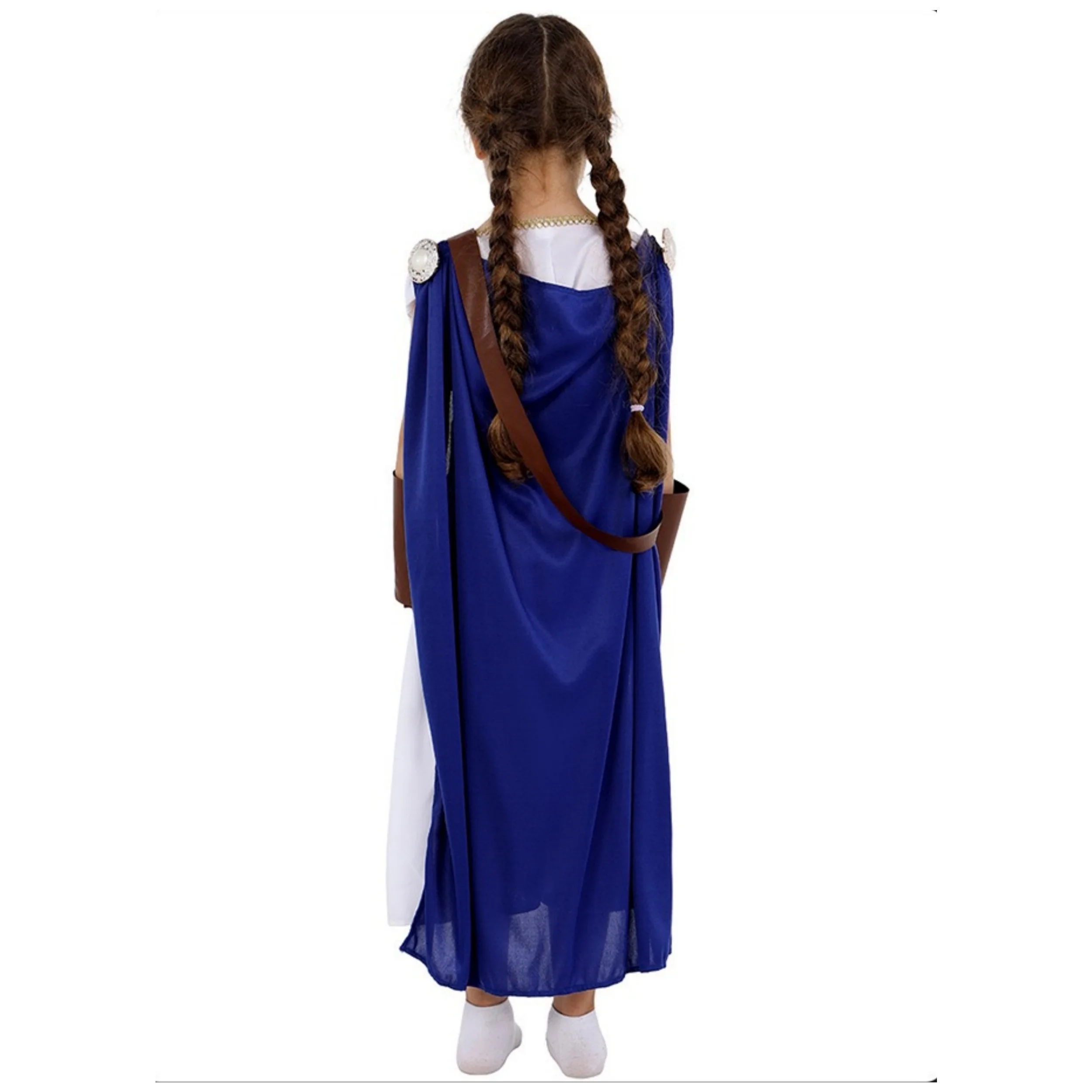 Girl's A-Line/Princess V-Neck Sleeveless Tea-Length Halloween Moon Goddess Cosplay Dress - Image 2