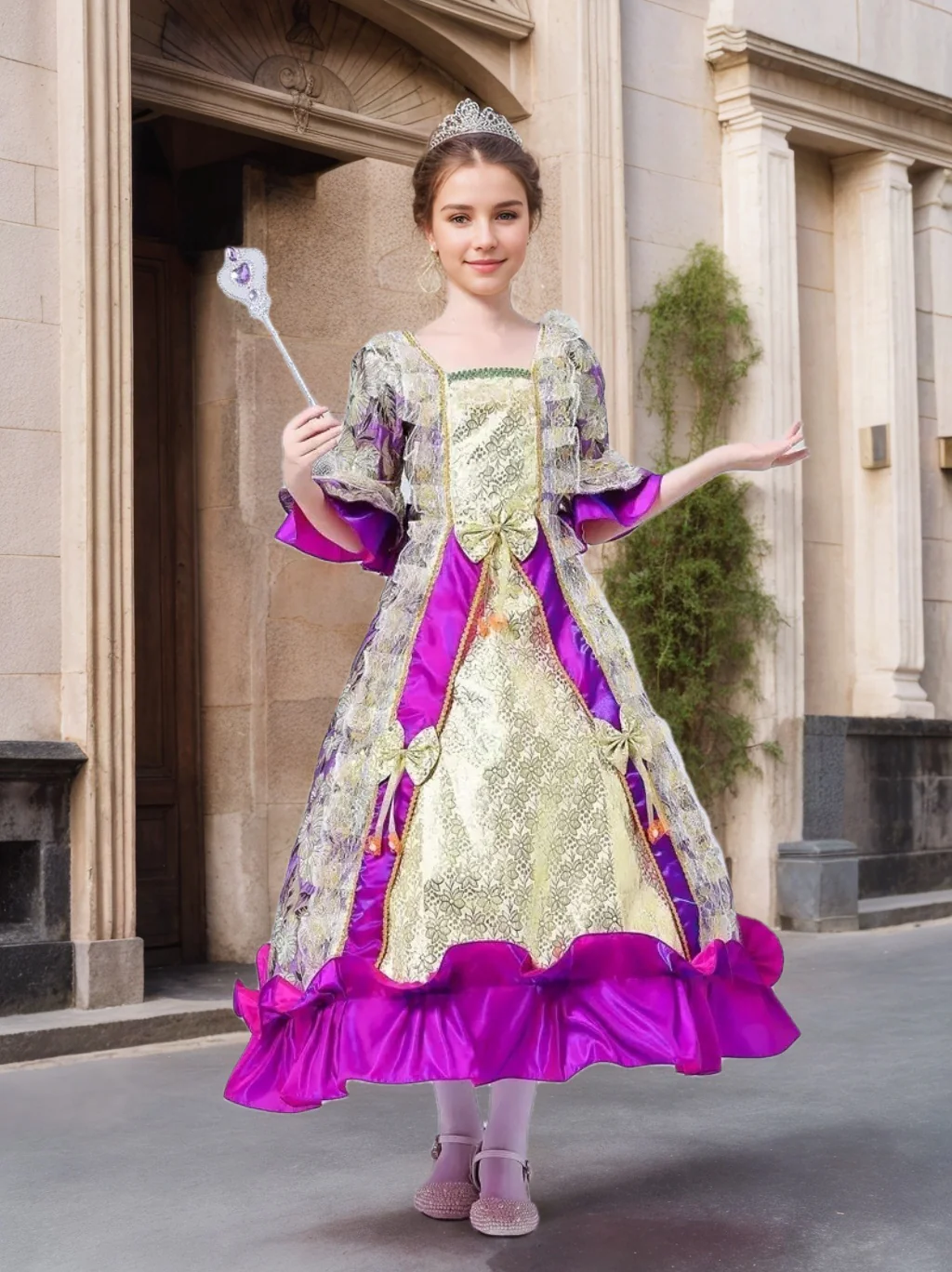 Girl's Ball Gown Square Neck 3/4 Length Sleeves Ankle-Length Victorian Party Costume Cosplay Rococo Prom Dress - Image 2