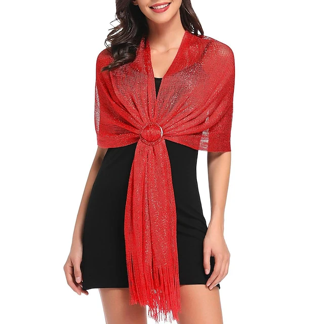 Glamorous Metallic Shawls with Tassel Wedding Guest Wraps - Image 12