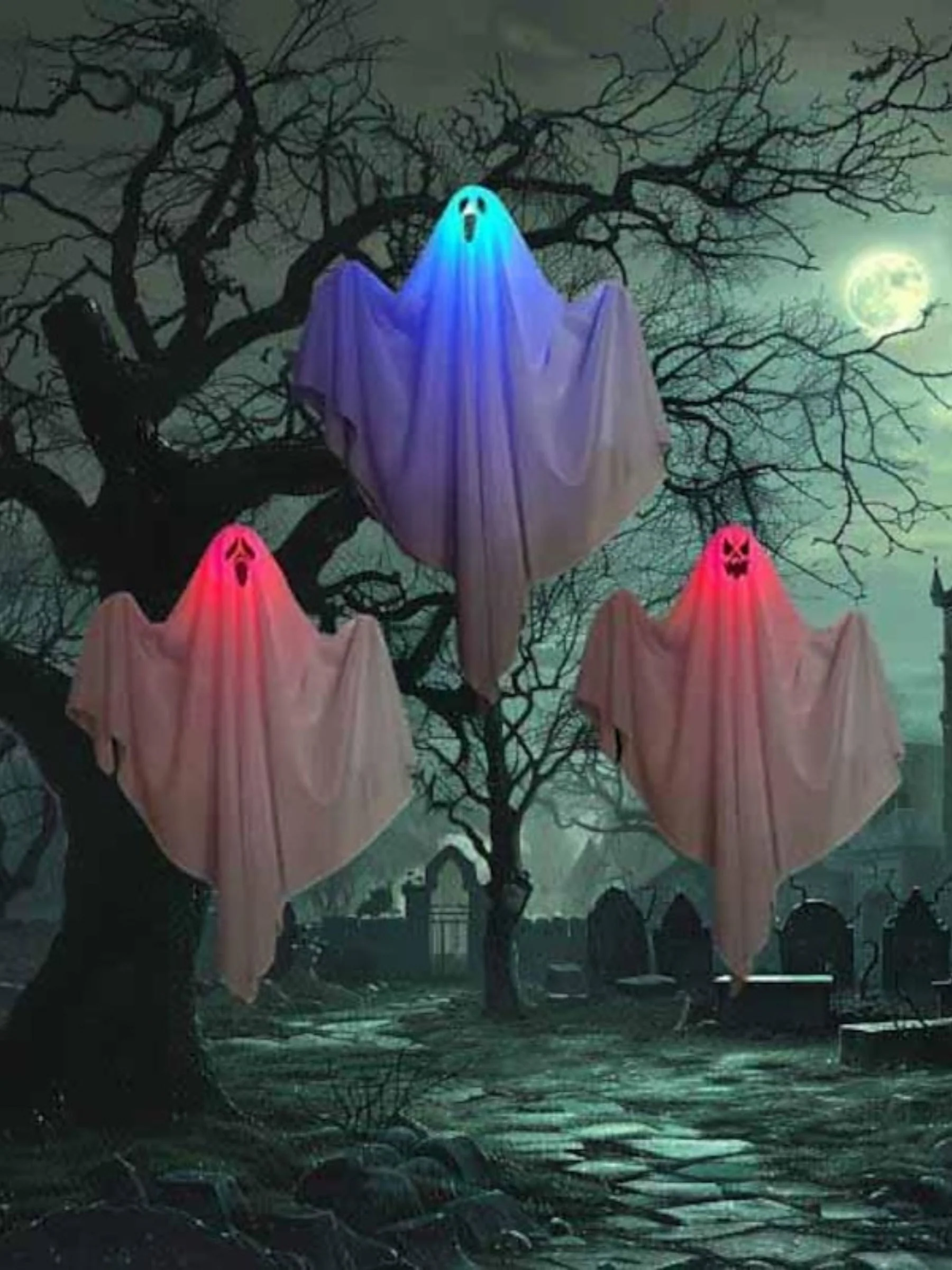 Glowing Hanging Horror LED Ghost Scary Ambiance Light Halloween Decorative Props - Image 10