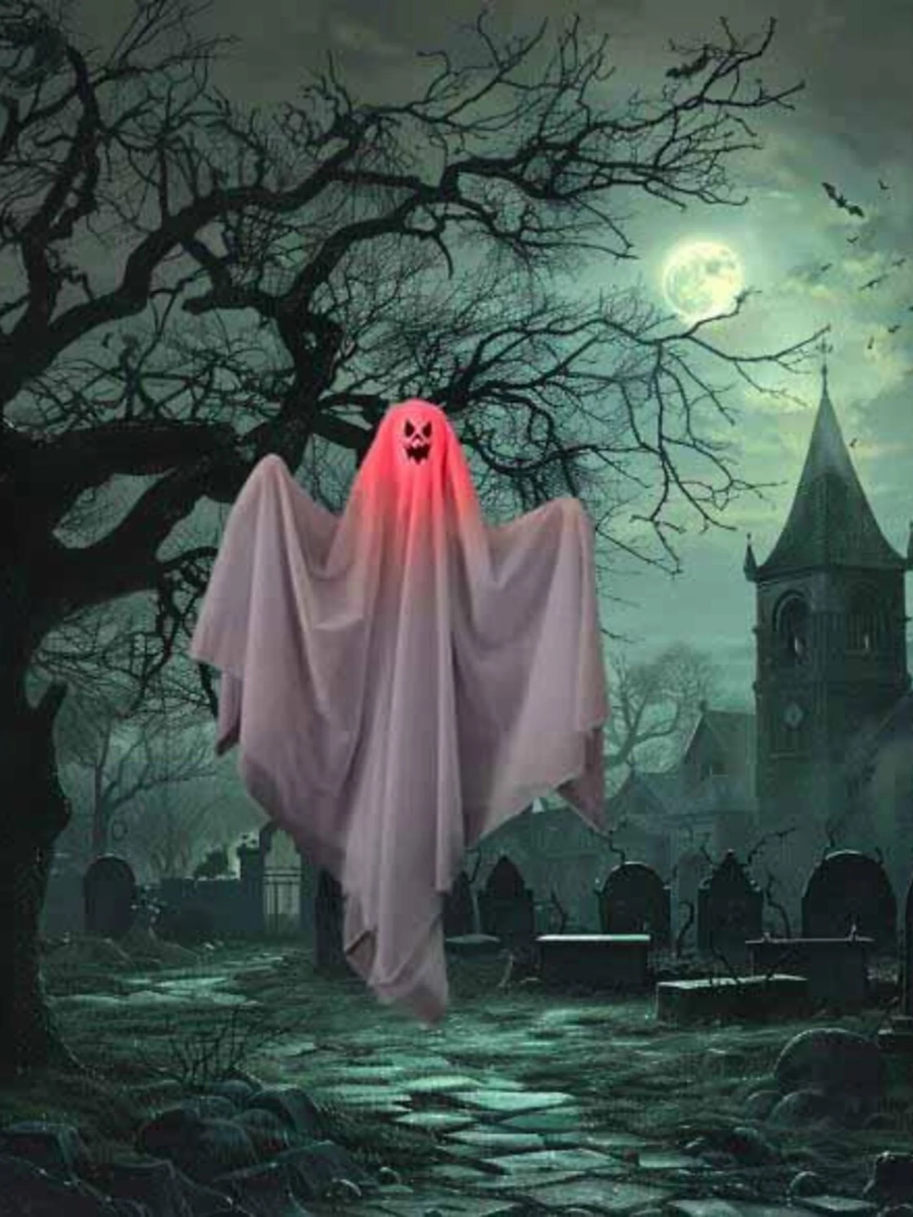 Glowing Hanging Horror LED Ghost Scary Ambiance Light Halloween Decorative Props - Image 11